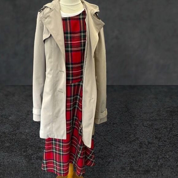 Vintage red plaid sleeveless midi dress size large - Picture 2 of 5